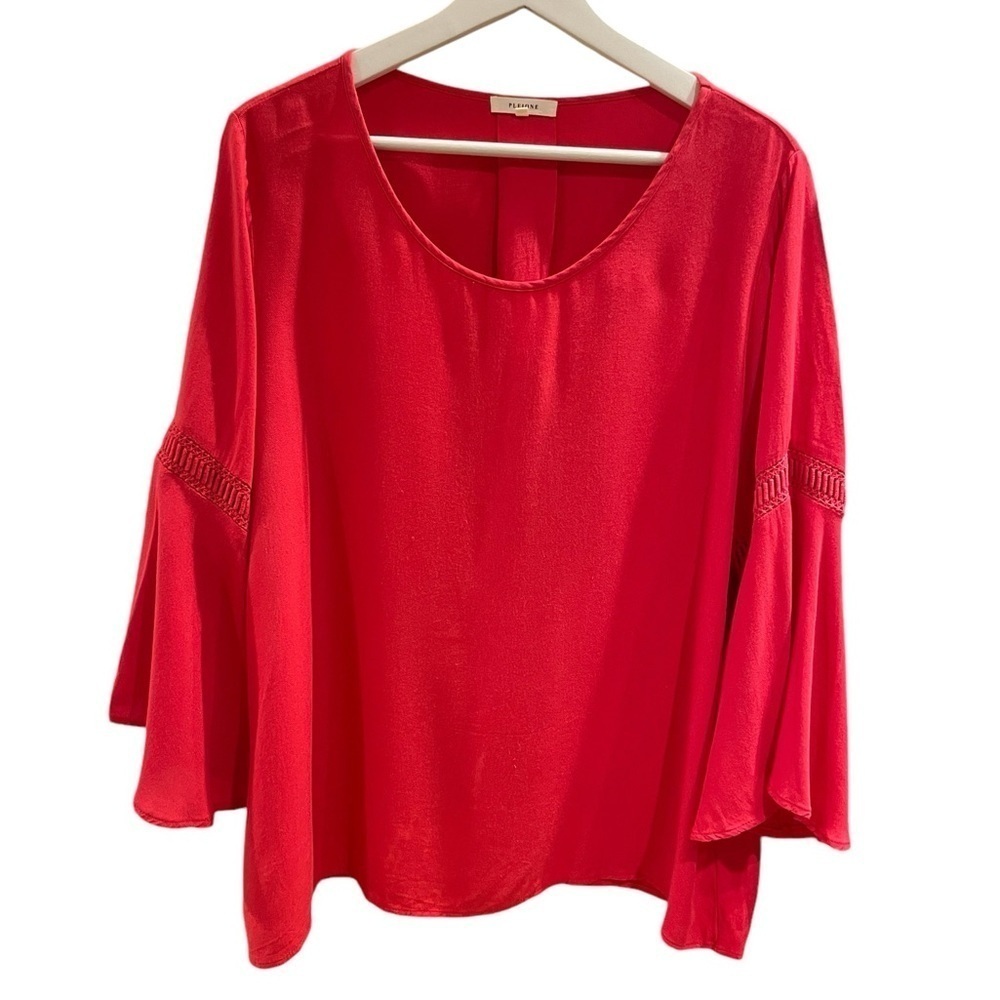 Pleione Red Bell Sleeve Blouse